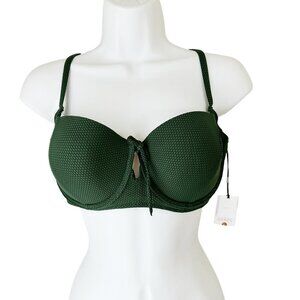 NWT‎ Shade & Shore Green Textured Bikini Top Swim 34D Light Lift